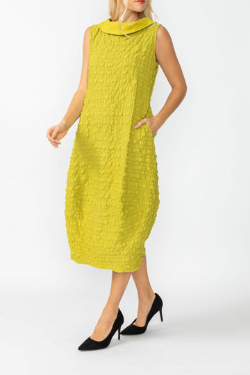 Pear Contrast Cowl Collar Back Zipper Dress